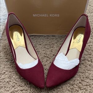 Michael Kors Wine Pointed-Toe Suede Pumps